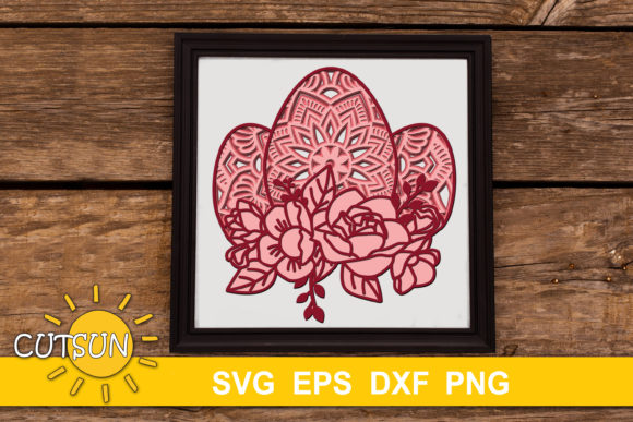 3D Layered Easter Eggs Mandala: 4 Layer SVG for Shadow Boxes