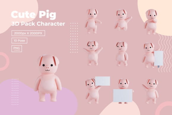 3D SVG Pig Pack: Cute Animal Assets for Crafters