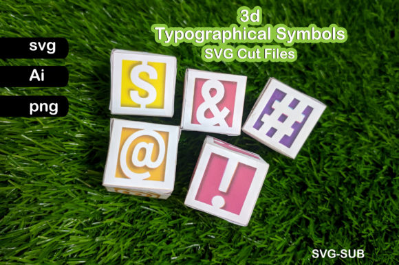 3D SVG Shapes: 3d Typographical Symbols Cricut Cut File