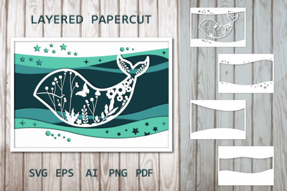 3D Whale Paper Cutting: SVG for Shadow Boxes & Web