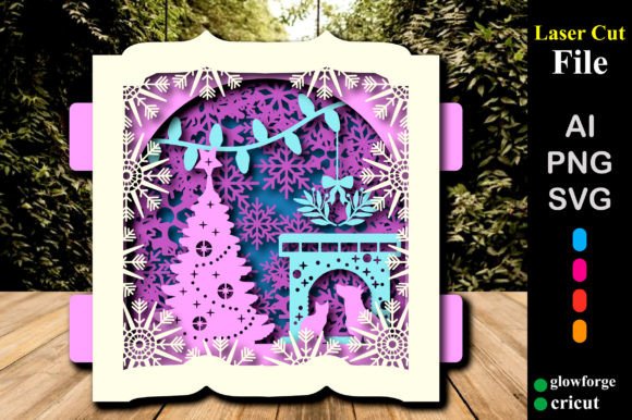 Cat Dog Papercut Christmas Popup Card 3D SVG