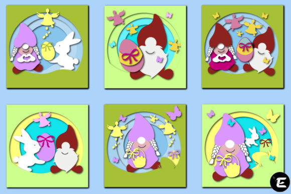 Easter Gnome SVG Bundle: 3D SVG for Shadow Boxes