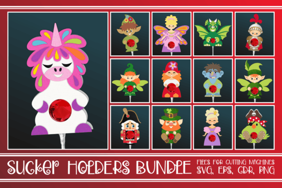 Fairy Tale Characters Sucker Holders 3D SVG