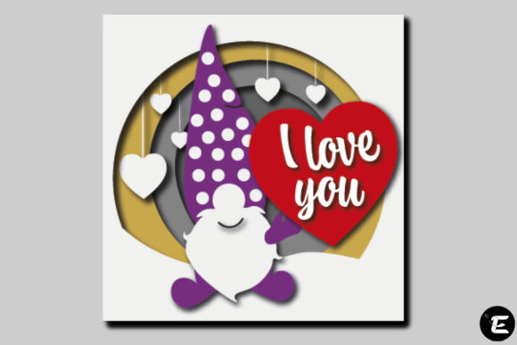 Gnome - I Love U: 3D SVG for Shadow Boxes