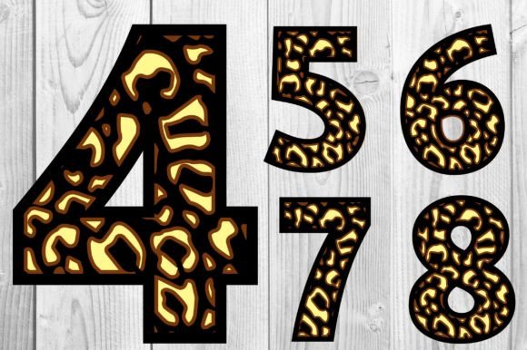 Leopard Number 0-9 Paper Cut SVG: 3D Home Décor