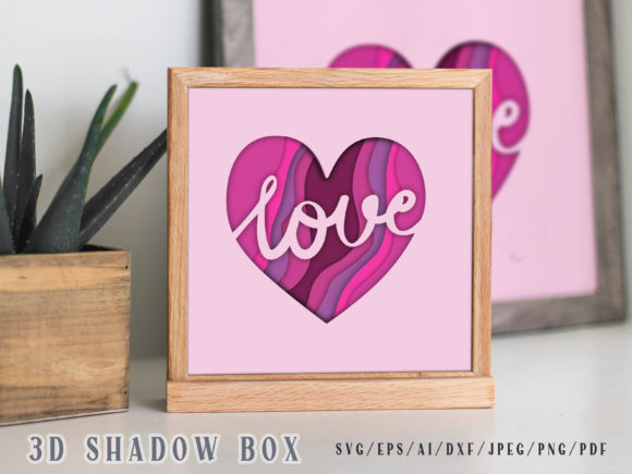 Love Heart Shadow Box 3D SVG for Editorial Design