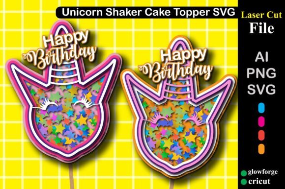 Paper Cut Unicorn Shaker Cake Topper 3D SVG Shapes