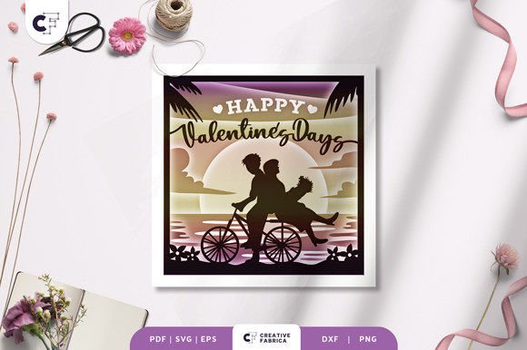 Romantic Couple Ride a Bike 3D SVG for Holidays
