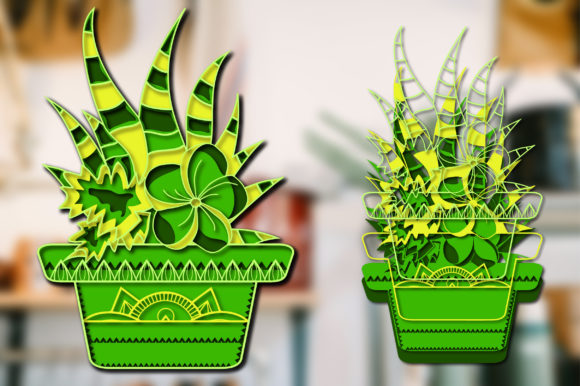 Succulent 3D Multilayer: 3D SVG Paper Flowers Asset
