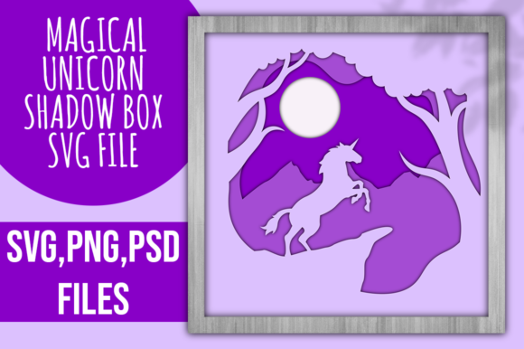Unicorn 3D SVG for Shadow Boxes & Branding